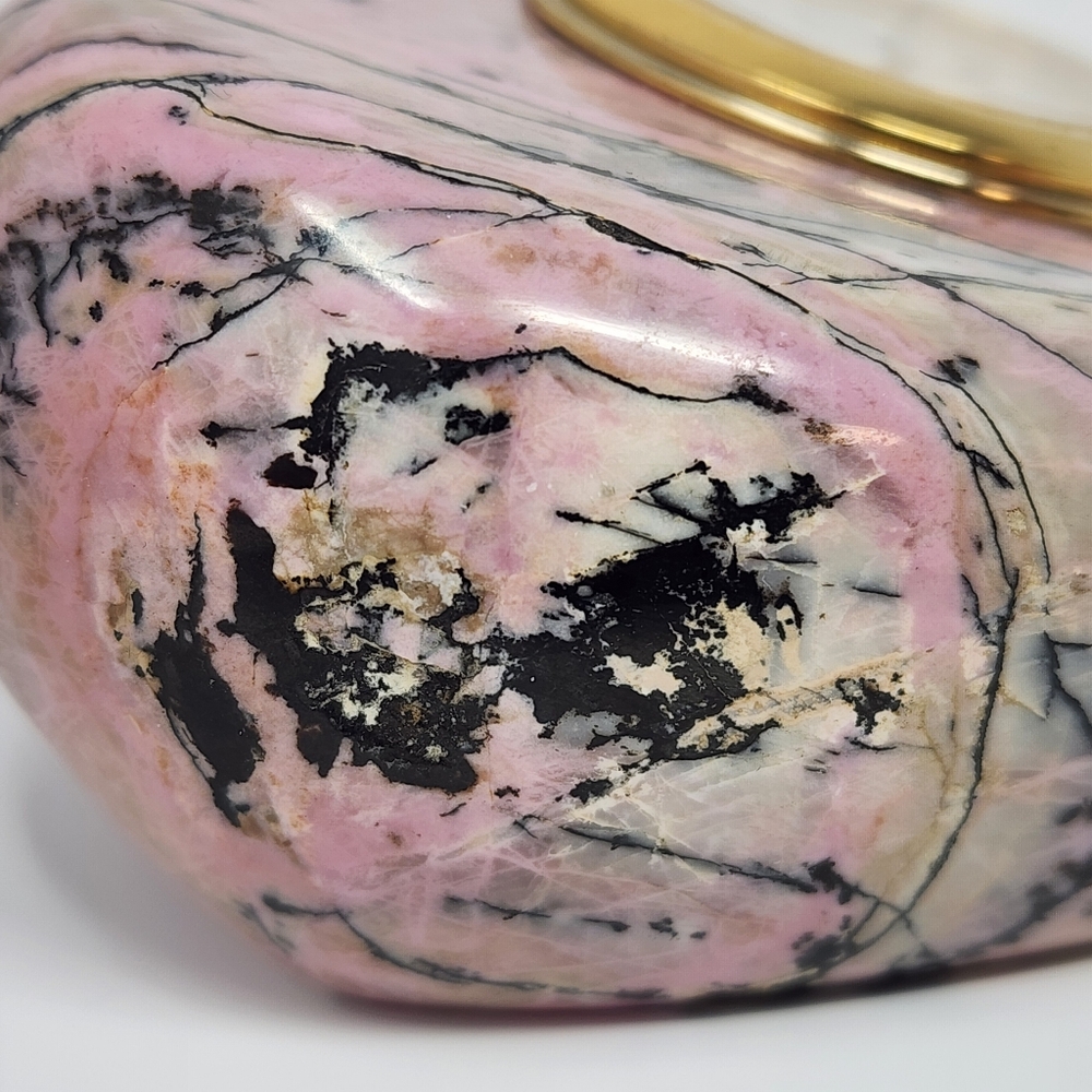 Vintage Pink Heart Shaped Stone Tabletop Clock - Picture 9 of 10